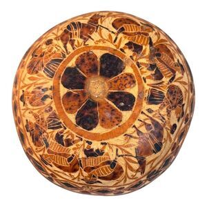 Handcrafted Carved African Safari Animals Gourd Wall Art Intricate Floral Design